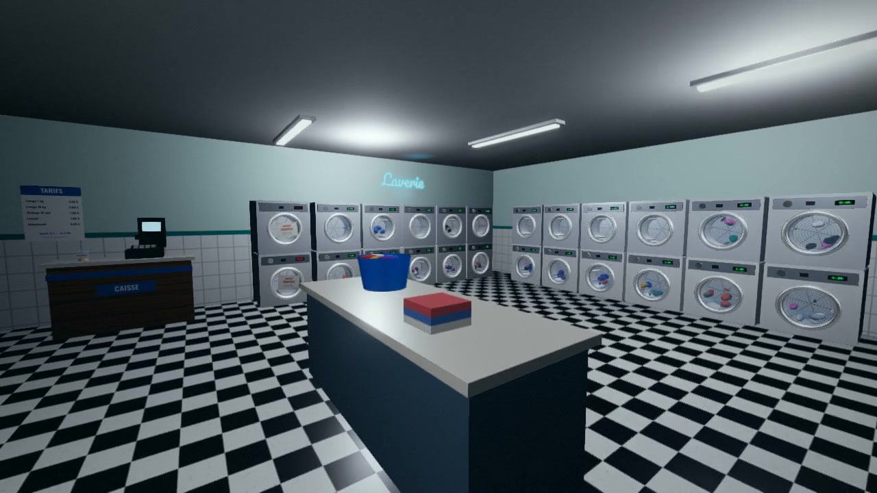 Les rangées de machines de la laverie en 3D